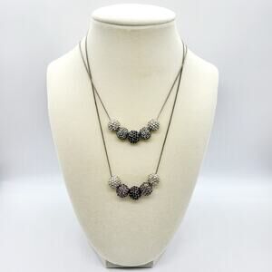 NY Crystal Five Ball Sphere Silver Toned Adjustable Necklaces Multicolored LOT 2